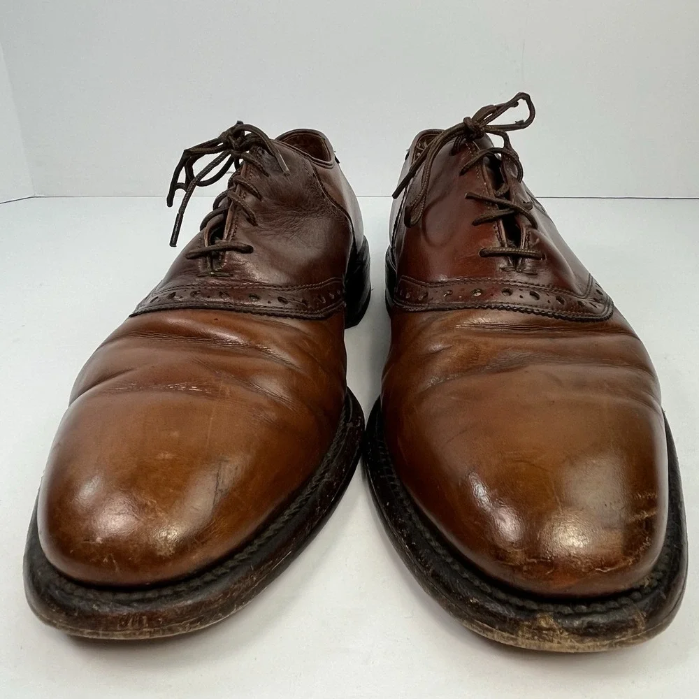 Vintage Allen Edmonds Polo Saddle Oxford Shoes Men Size 8D Brown Two Tone USA